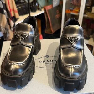 Prada Women’s  Metallic and Black Loafers